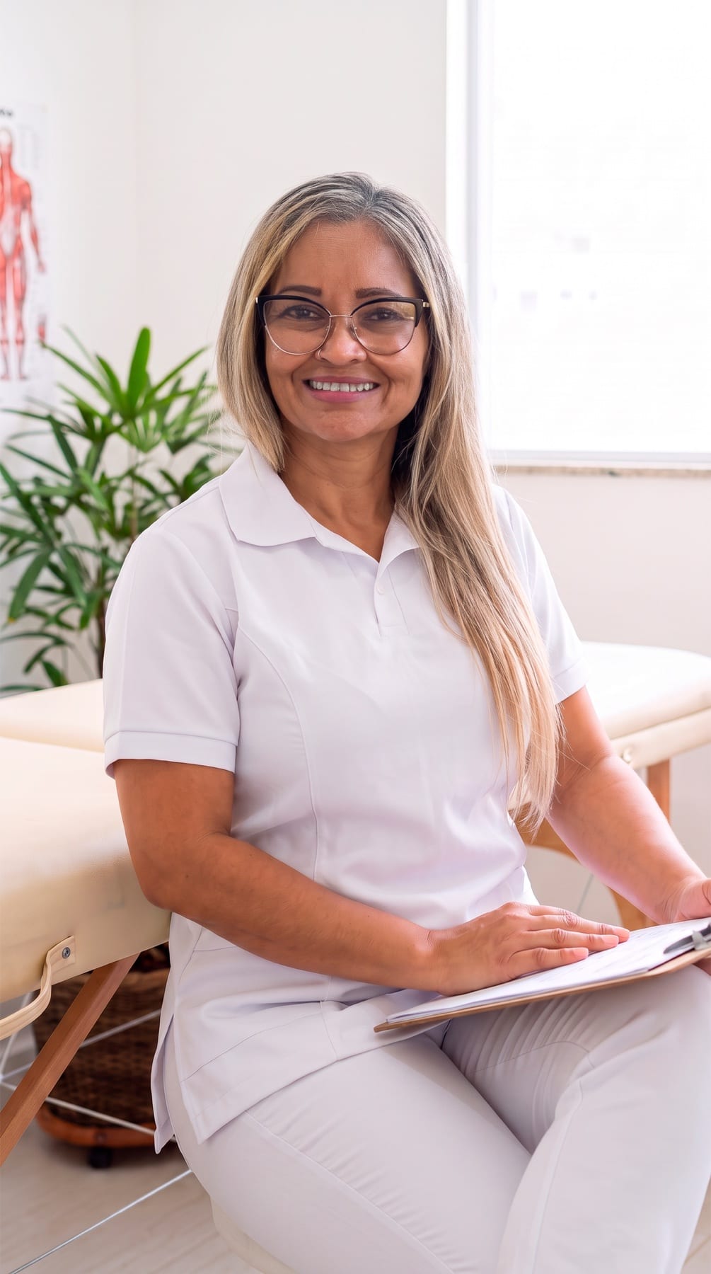 Vania Moreira, massoterapeuta, no espaço de atendimento em Maringá